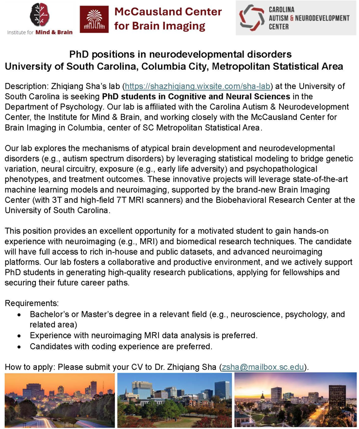 PhD positions studying MRIs of brain development and neurodevelopmental disorders