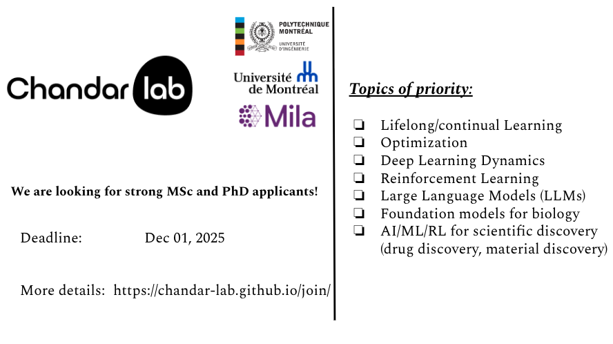 Recruiting several graduate students (both MSc and PhD level) for Fall 2026