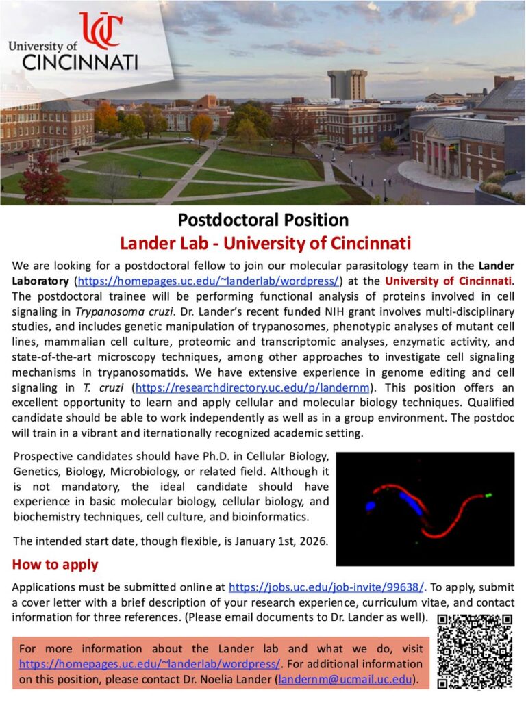 Post-doctoral position at Noelia Lander´s lab at Cincinnati - USA