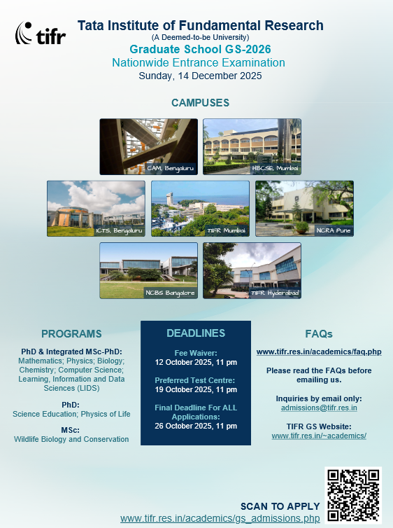 TIFR Graduate Studies 2026 (GS-2026) Exam