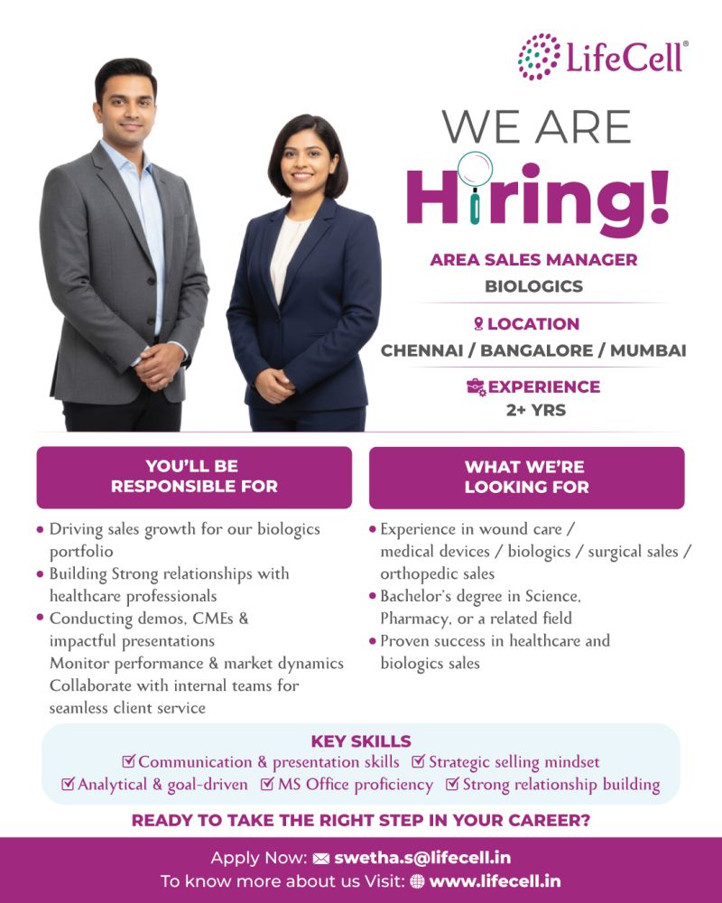 Hiring Area Sales Manager (Biologics)