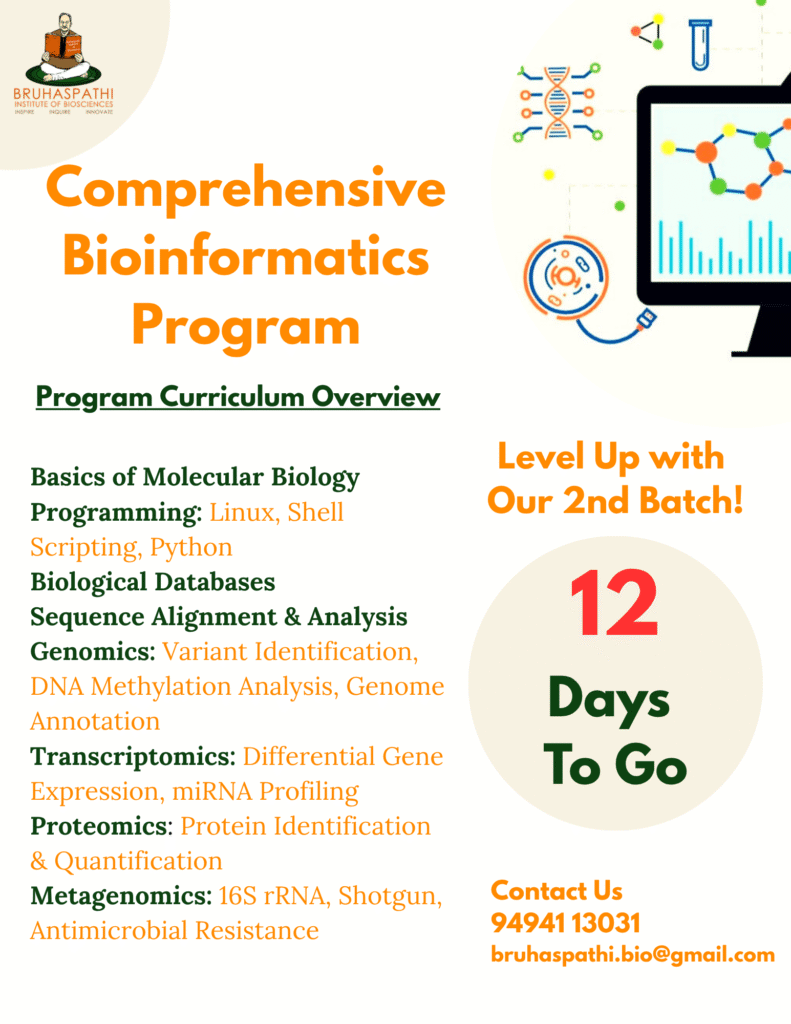 Comprehensive bioinformatics program- 6 months - Starts Dec 1st