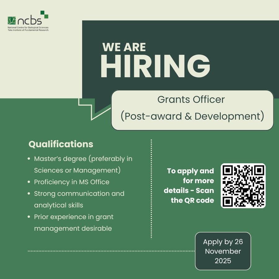 Appointment of a Grants Officer (Post-award and Development) on fixed term basis - NCBS