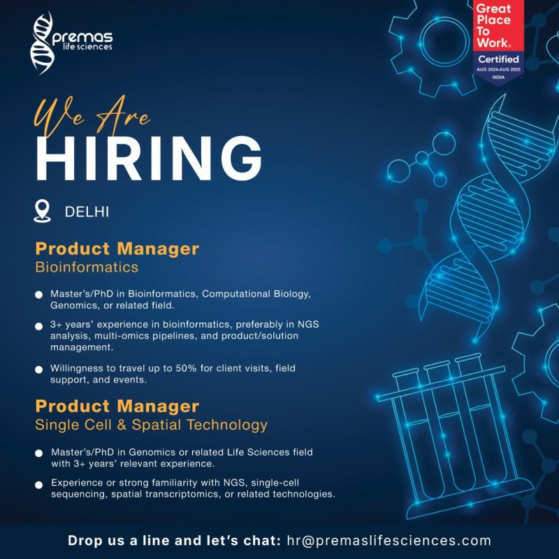 Premas Life Sciences hiring Product Managers - Delhi