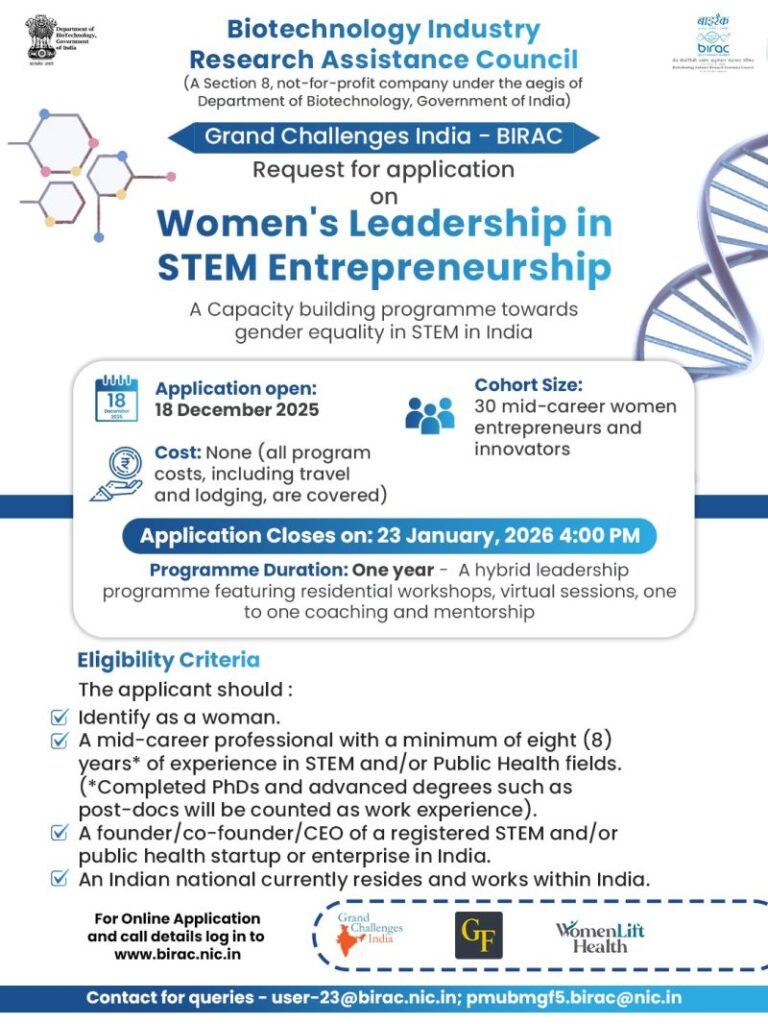 Applications for ‘Women’s Leadership in STEM Entrepreneurship