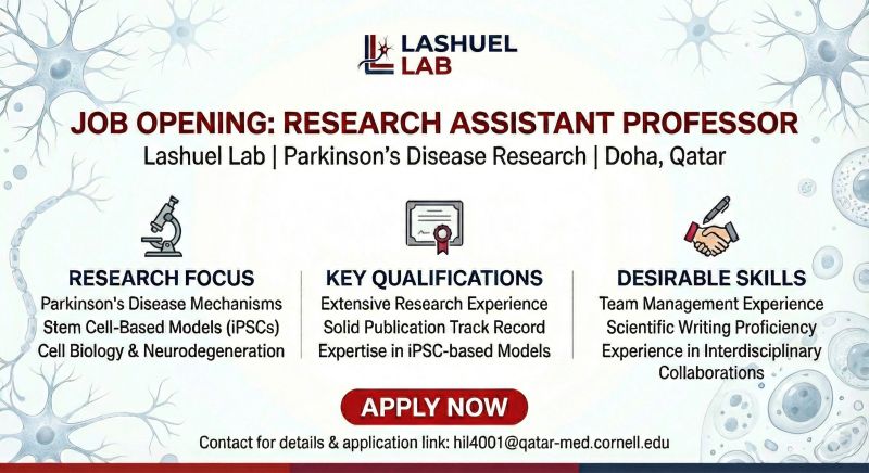 Research Assistant Professor Position in Parkinson’s Disease and Neurodegeneration - Qatar