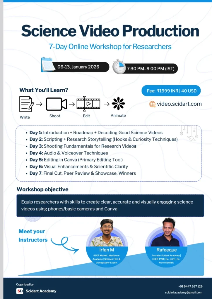 Science Video Production Online Workshop by Scidart Academy