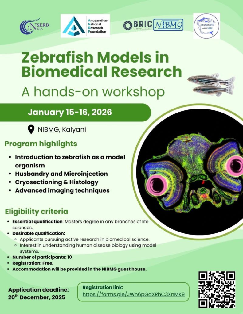 Hands-on Workshop on Zebrafish Models in Biomedical Research (BRIC–NIBMG)