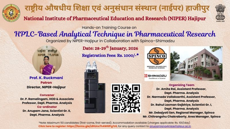 Hands-on Training Course on “HPLC-Based Analytical Techniques in Pharmaceutical Research - NIPER Hajipur