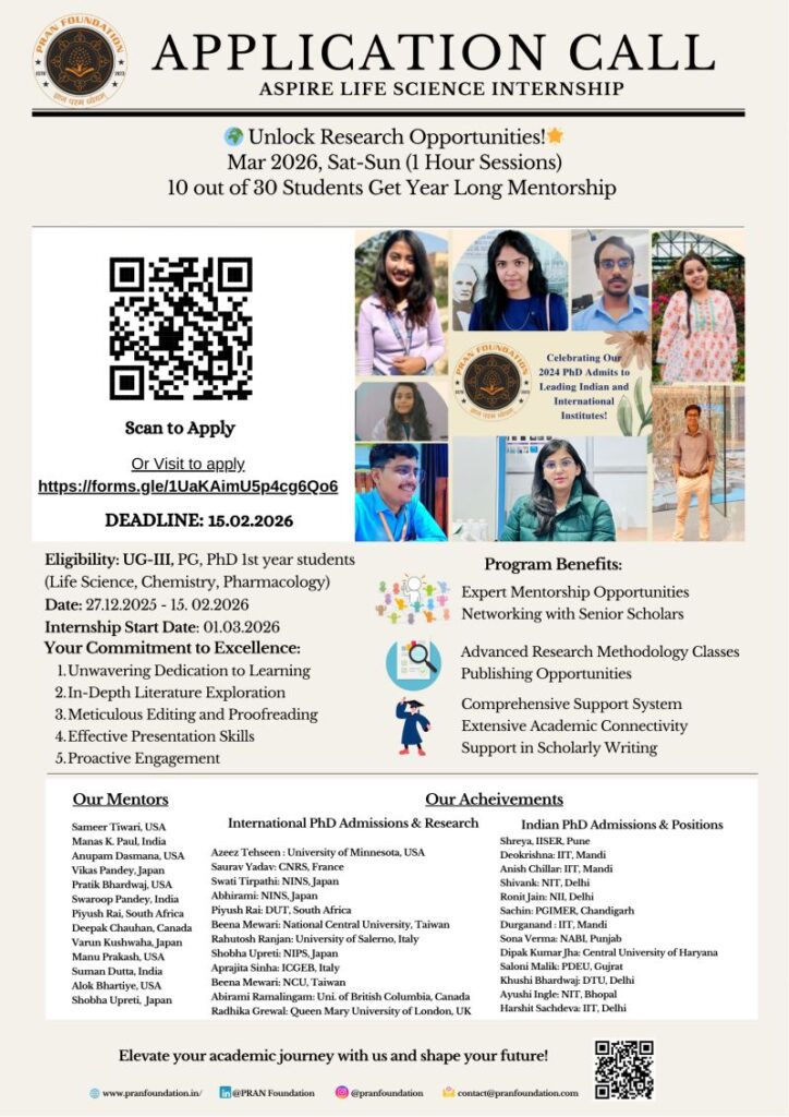 Applications Open | ASPIRE Life Science Internship 2026