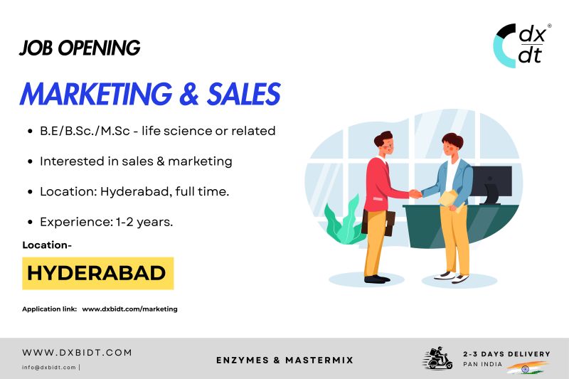 DX/DT® Enzymes hiring for Marketing and Sales - Hyderabad