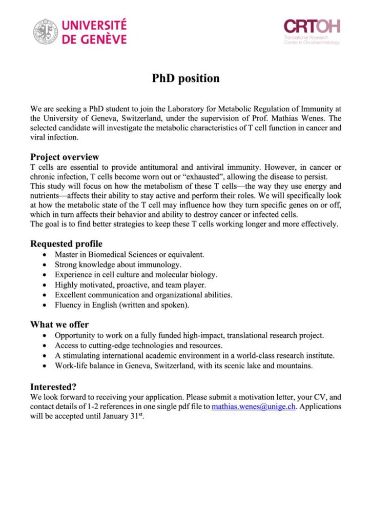 PhD Position at University of Geneva