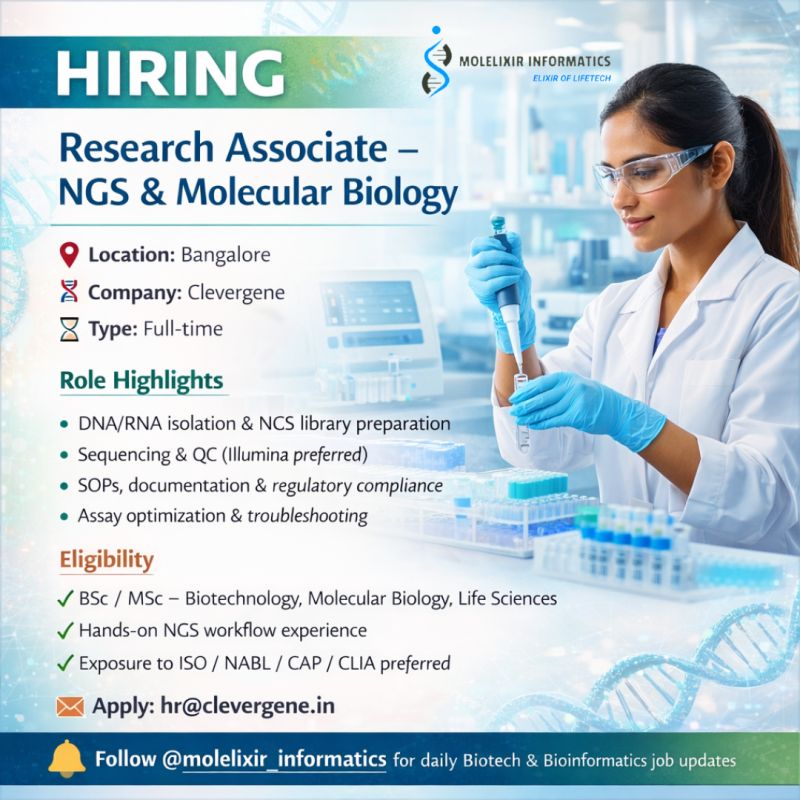 Research Associate – NGS & Molecular Biology - Bangalore