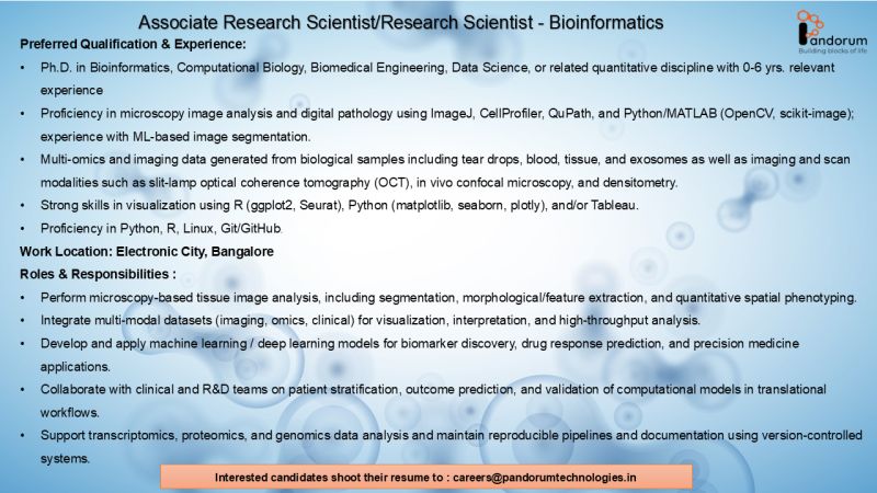 Hiring PhD-trained scientists (0–6 years experience) - Bangalore