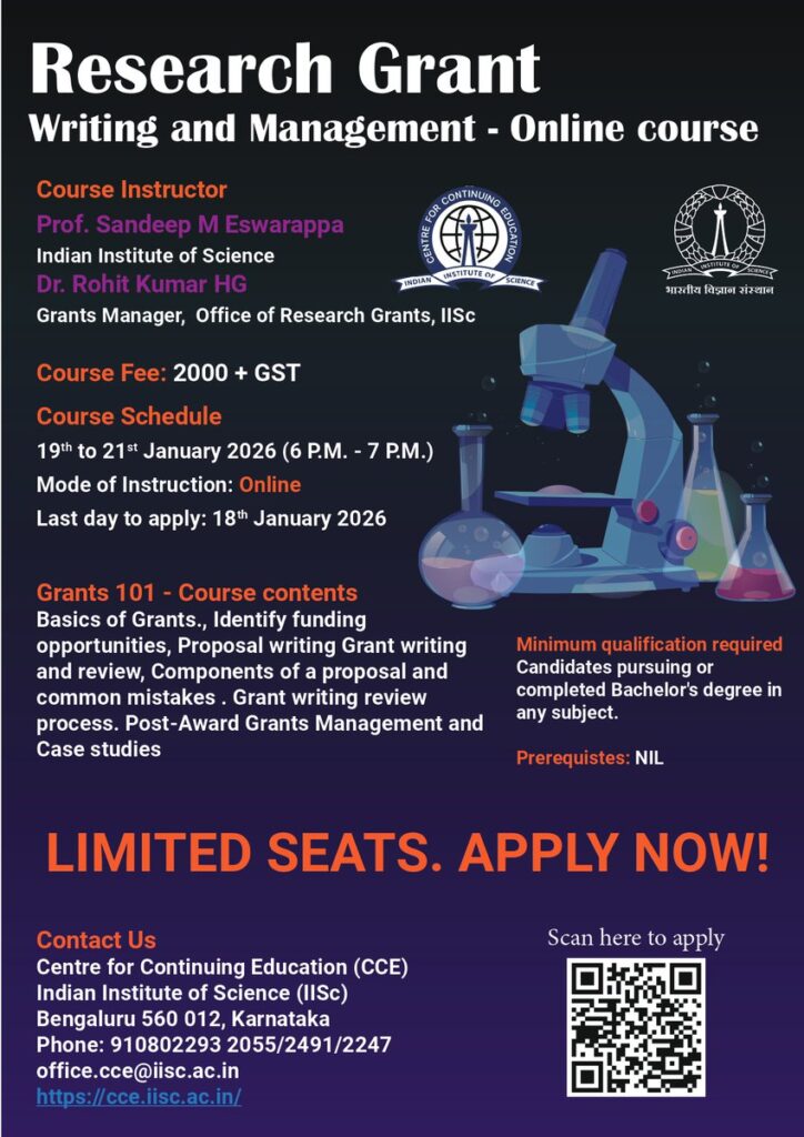 Online Course on Research Grant Writing and Management