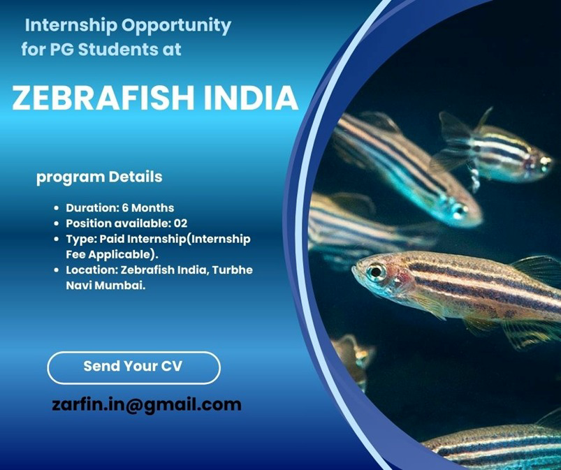 Internship opportunity for PG students at Zebrafish India - Mumbai