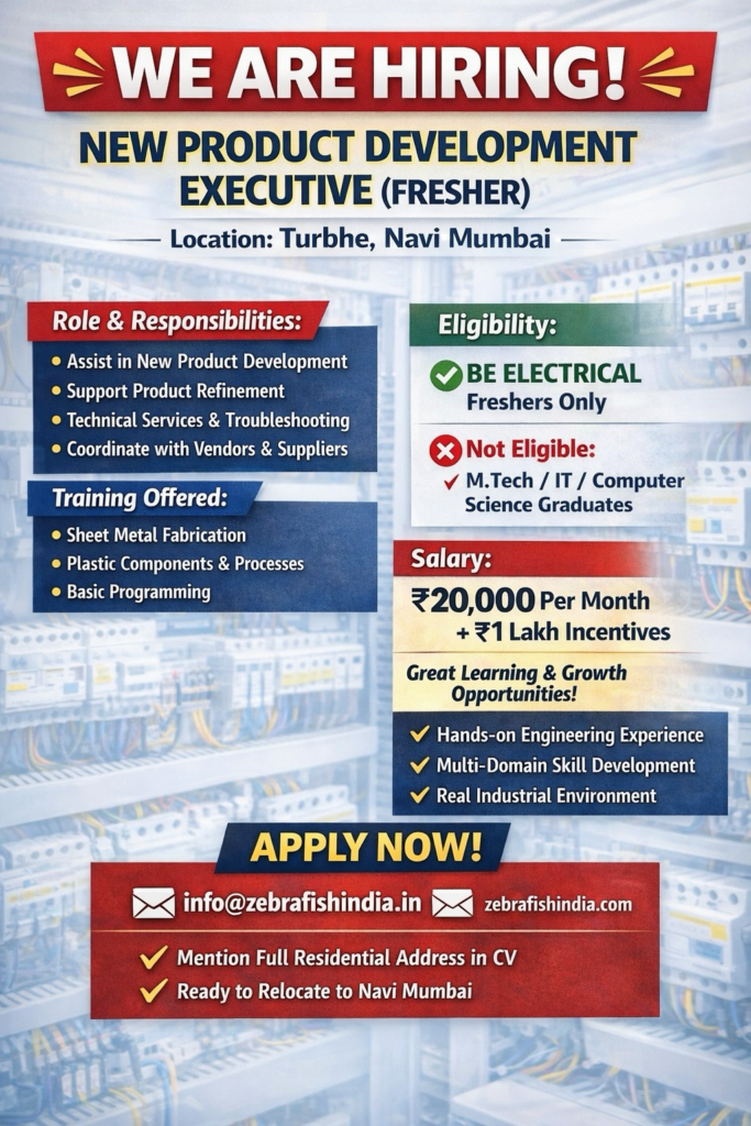 Hiring New product Development Executive - Zebrafish India - Navi Mumbai