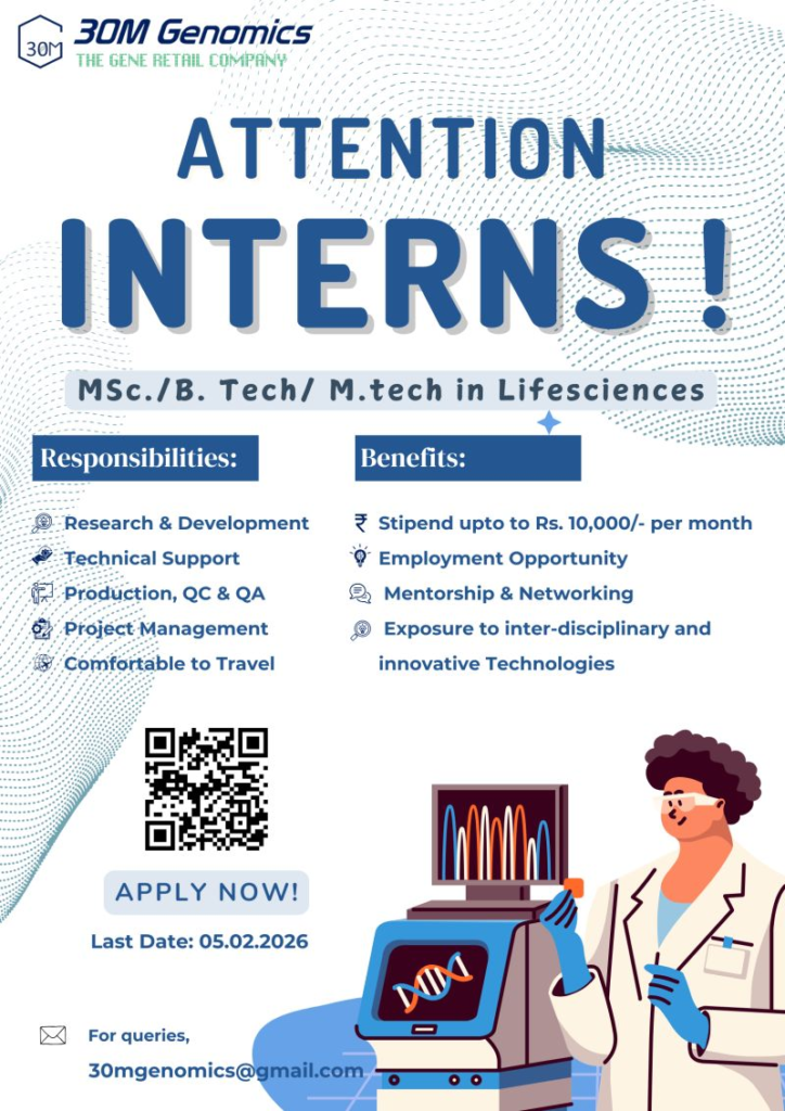 Paid Internship in genomics/proteomics technologies