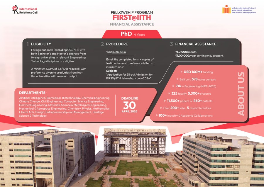 IITH invites foreign nationals to apply for its prestigious PhD program