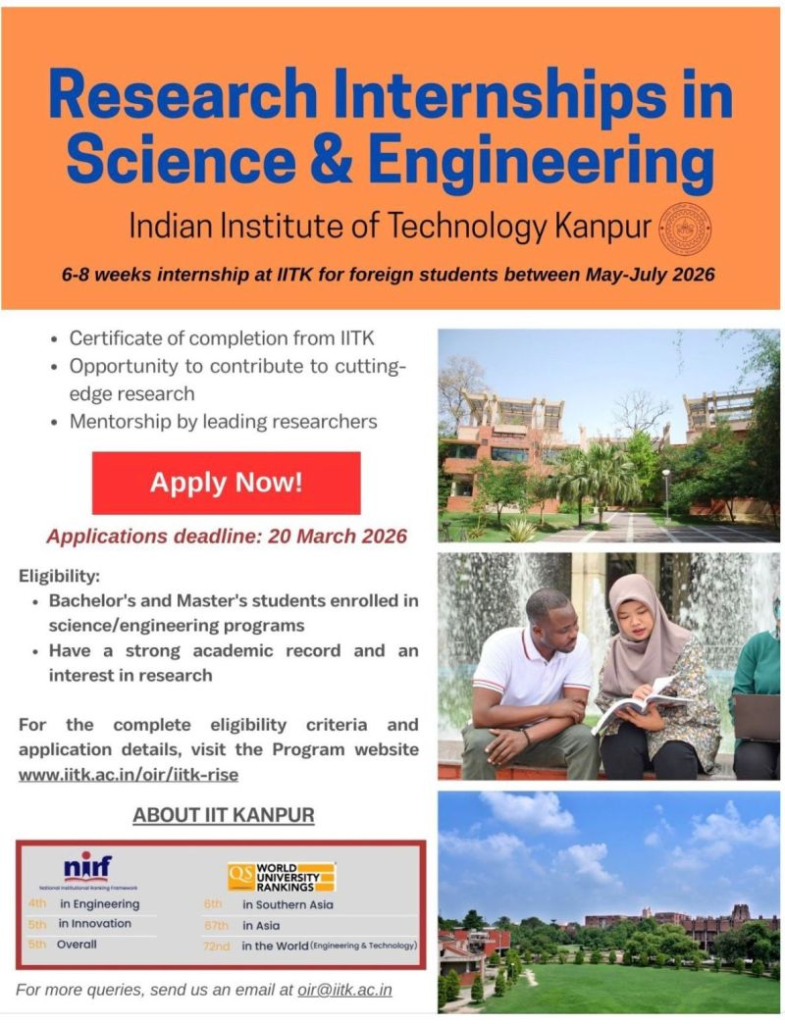 Research Internships at Indian Institute of Technology, Kanpur