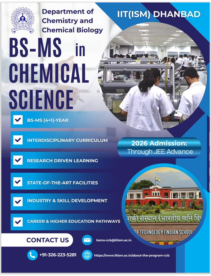 BS-MS (4+1 Year) Programme in Chemical Scienceat IIT (ISM) Dhanbad