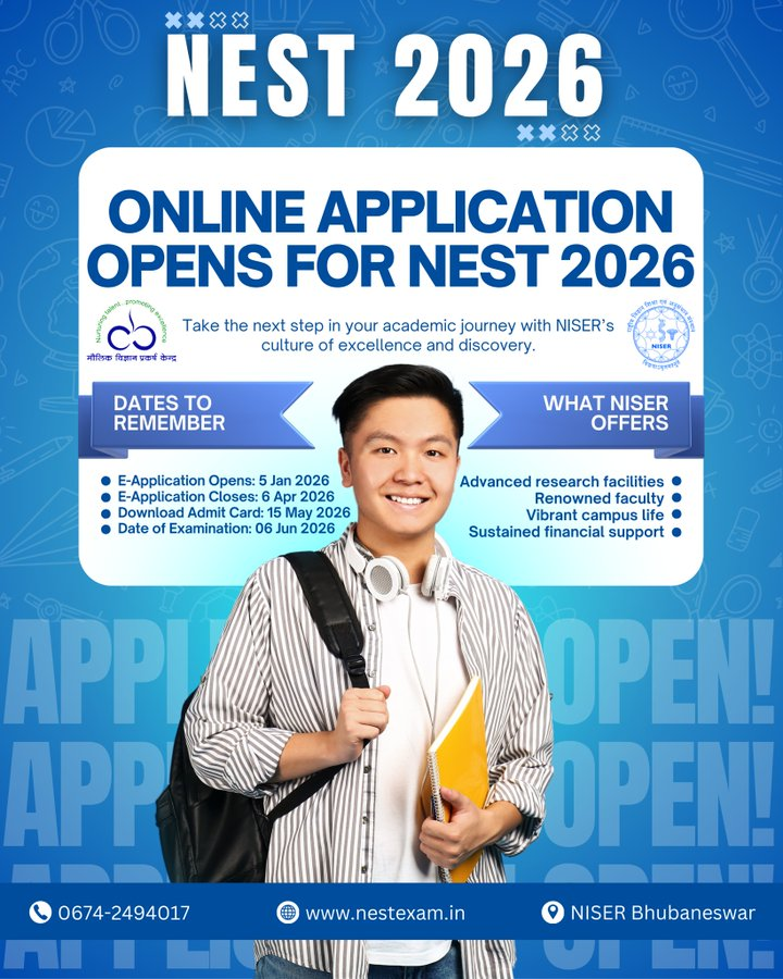 Admission: 5-year integrated MSc Programme in NISER Bhubaneswar and UM-DAE CEBS Mumbai