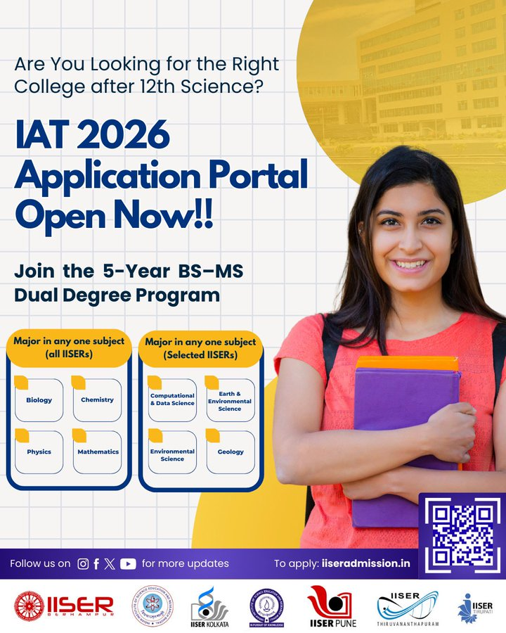IAT 2026 application portal is now live - IISER BS-MS Admissions