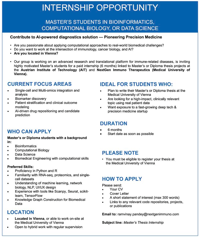 Master’s Internship – AI & Bioinformatics (Vienna)