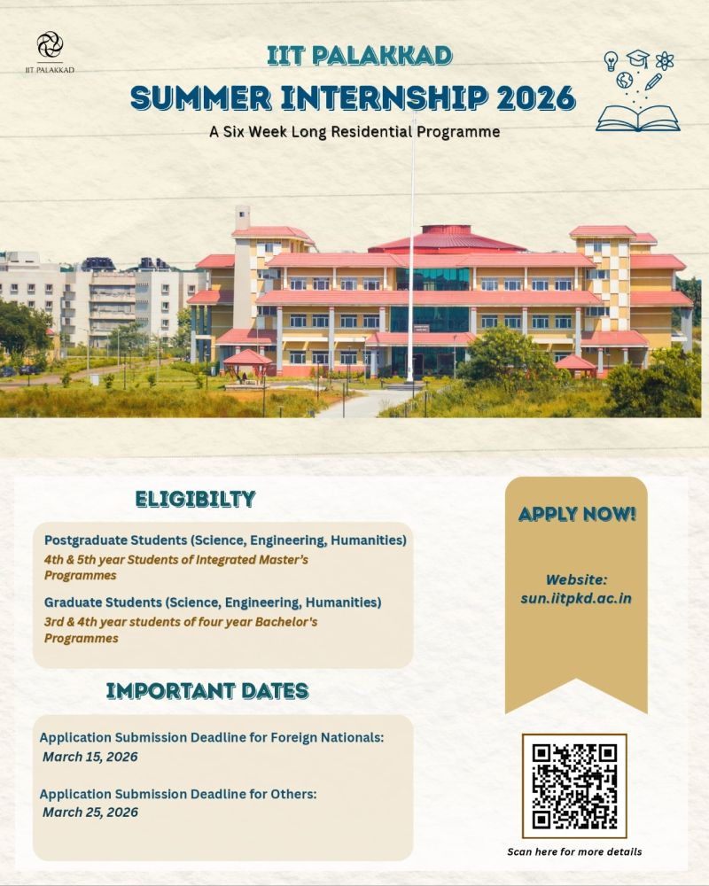 Summer Internship Opportunities at IIT Palakkad