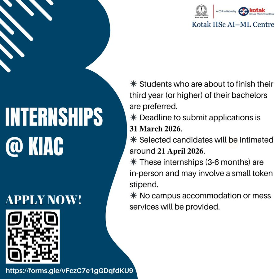 Internship at Kotak IISc AI-ML Center - Bangalore
