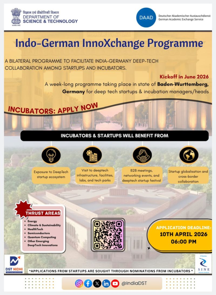 Indo-German InnoXchange Programme 2026 – Call for Applications!