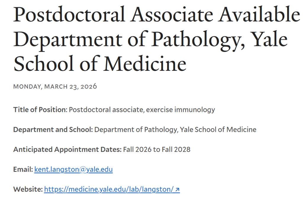 Postdoctoral Associate Available — Department of Pathology, Yale School of Medicine