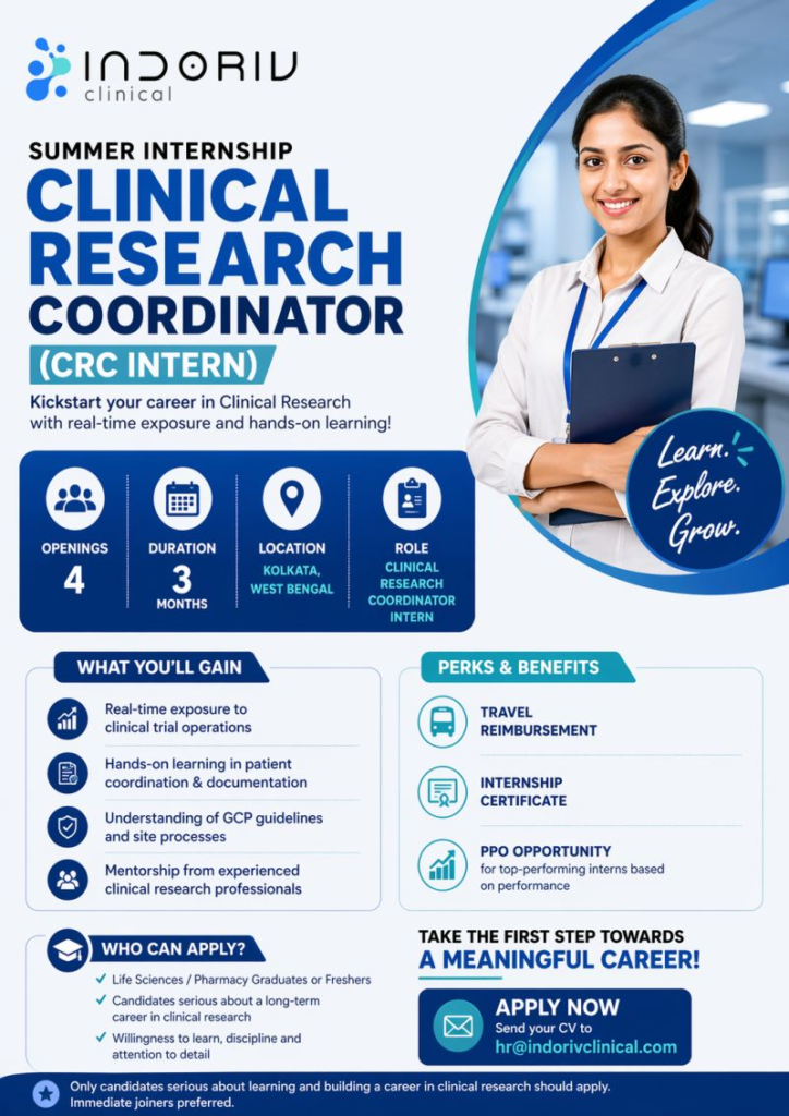 Hiring Clinical Research Coordinator (CRC) Interns - Kolkata