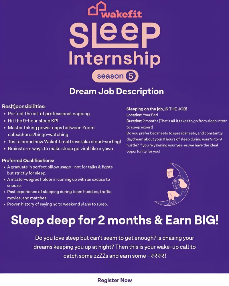 Sleep Internship by Wakefit