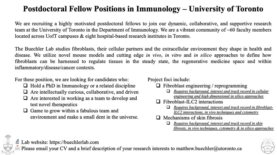 Postdoc in Immunology - University of Toronto