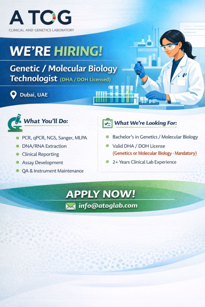 Job vacancy for Genetic/Molecular biology technologist