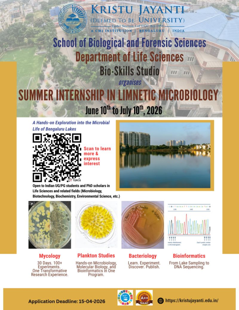 Summer Internship 2026 - Limnetic Microbiology - Bangalore