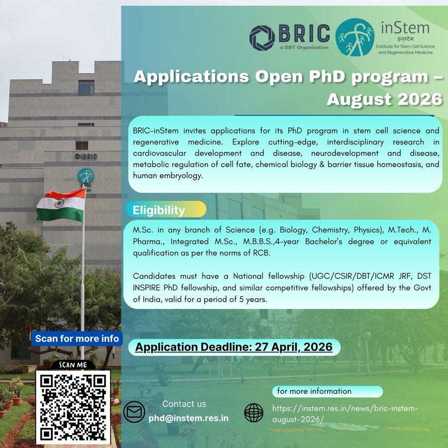 PhD admissions- BRIC inStem