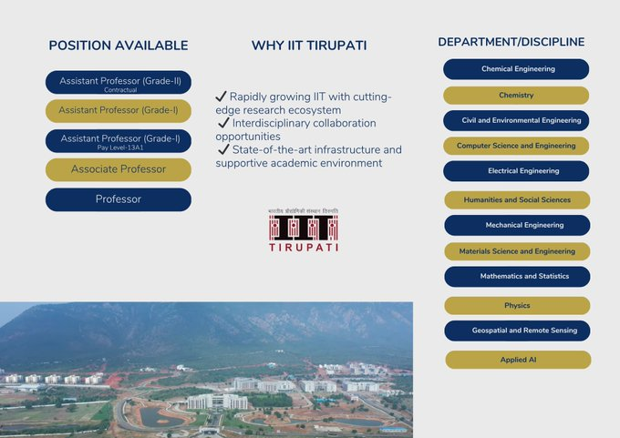 Faculty Recruitment 2026 | Join IIT Tirupati