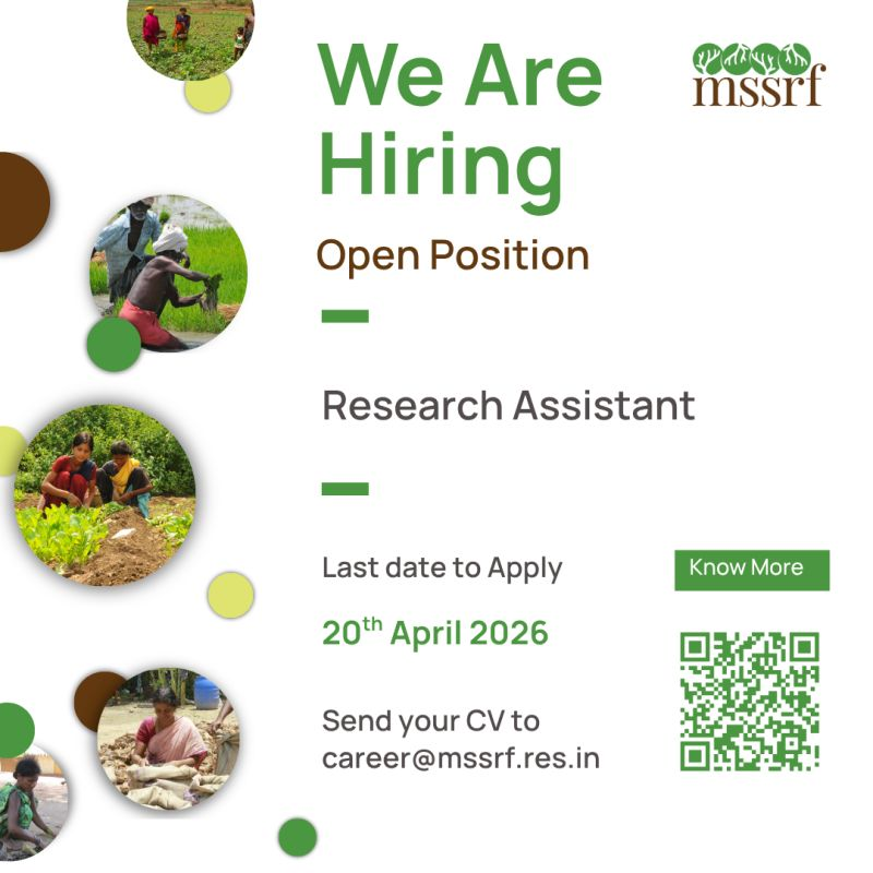 Hiring: Research Assistant | MSSRF (Chennai)