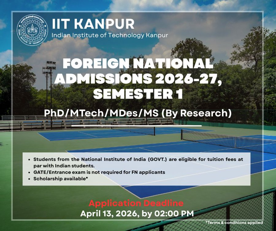 IIT Kanpur - Foreign National Admissions 2026-27