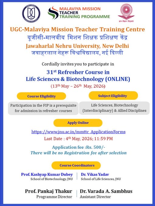 31st Refresher Course in Life Sciences & Biotechnology