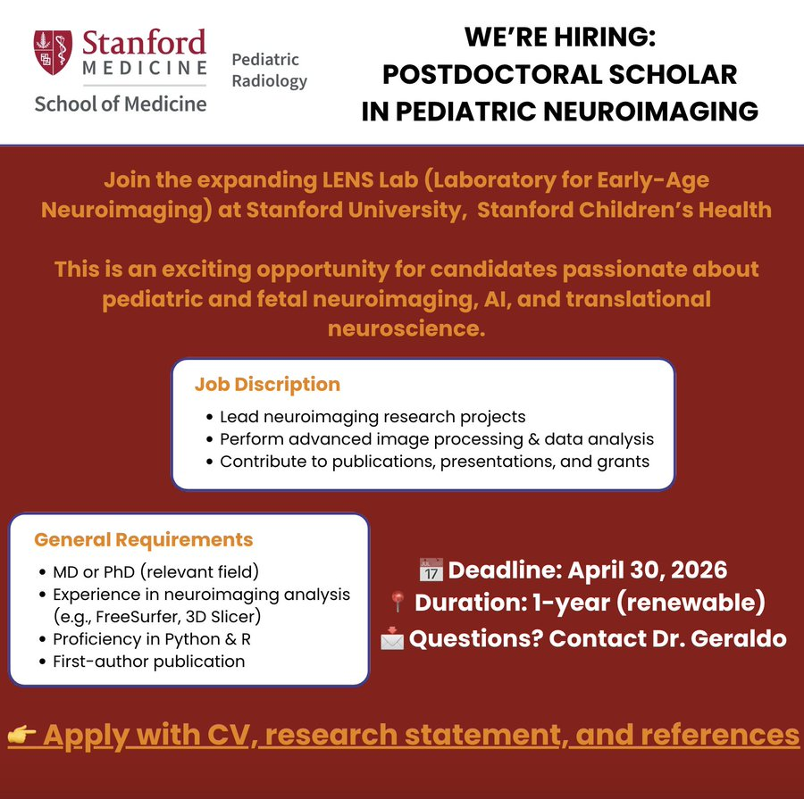 Postdoctoral Position in Pediatric Neuroimaging - Stanford University