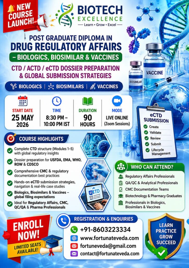 Online Course Launch | Post Graduate Diploma in Drug Regulatory Affairs