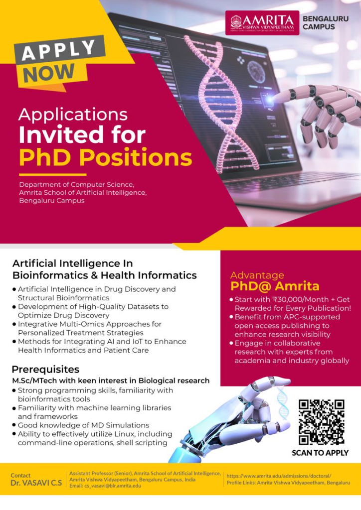 PhD Positions Open in AI for Bioinformatics & Health Informatics - Bangalore