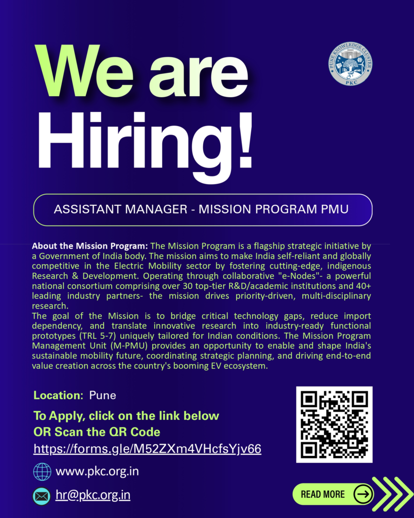 Assistant Manager, Mission Program PMU, Pune Knowledge Cluster
