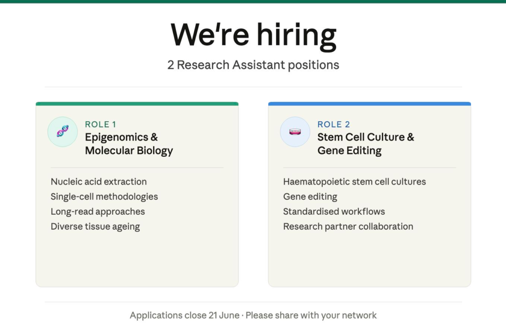 Research assistants to join Cambridge Stem Cell Institute - UK
