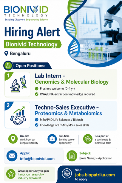 Bionivid Technology Bengaluru hiring Lab Intern – Genomics & Molecular Biology
