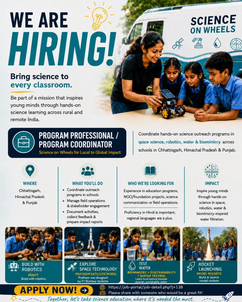 Plaksha University hiring Program Professional / Program Coordinator for our Science on Wheels