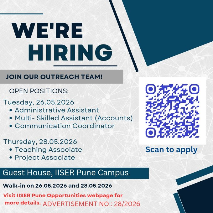 IISER Pune hiring for Outreach team